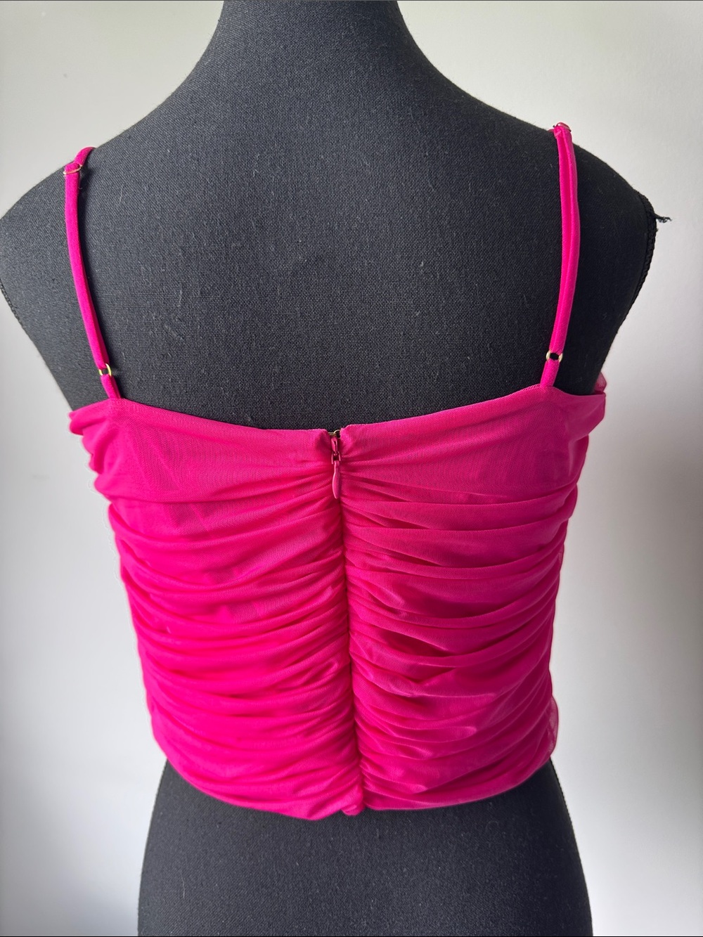 Hot Pink Ruched Cami Tank Top - Picture 3 of 3